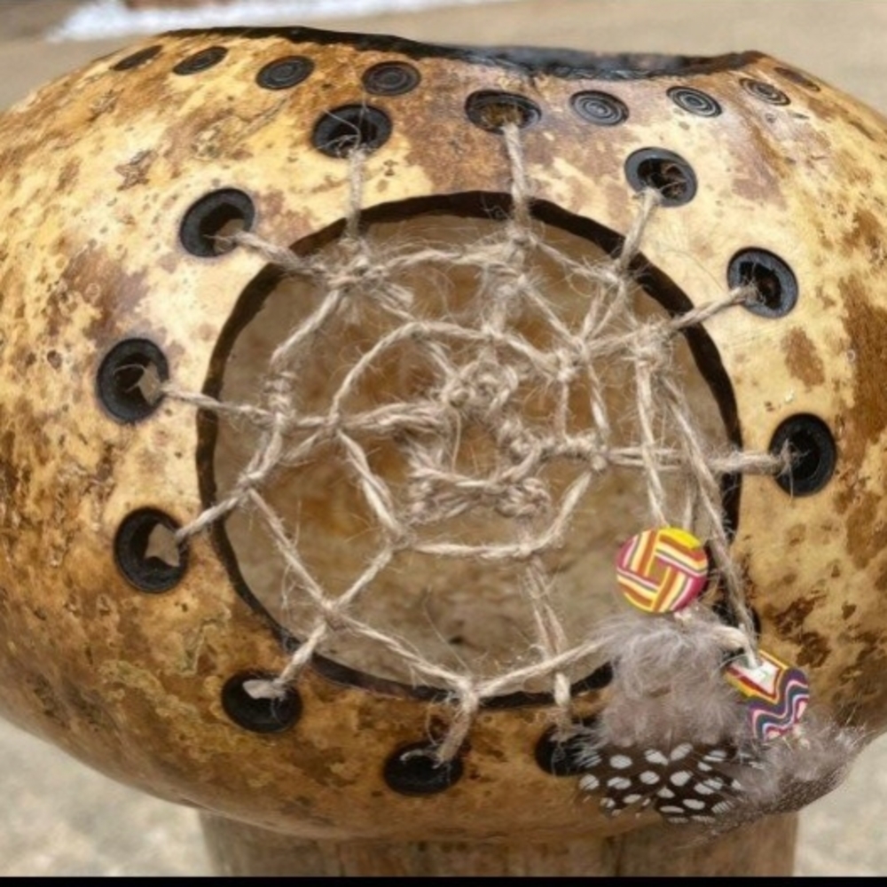 Rustic Dreamcatcher Gourd Accent